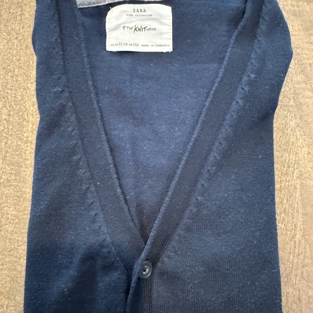 Like new Zara boys Deep Blue Cardigan size 11-12
